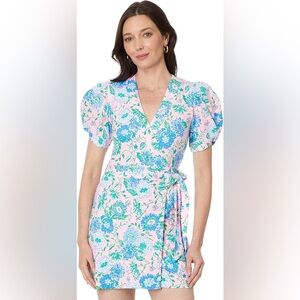 NWT Lily Pulitzer Floral Puff Sleeve Romper, Large, Sailynn Wrap Romper